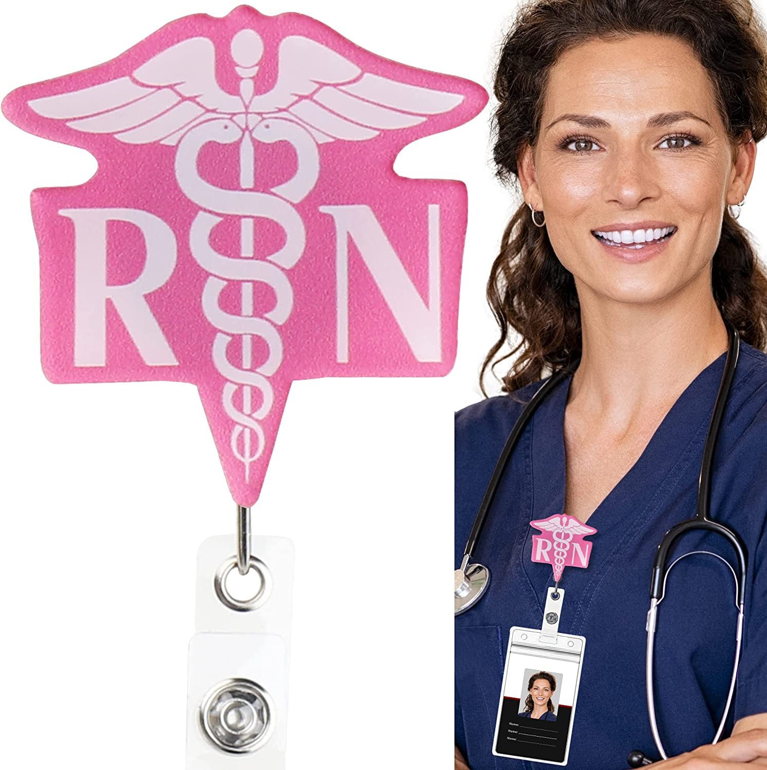 Wholesale Leopard Print Medical Stethoscope Badge Scroll Retractable ABS Keychain